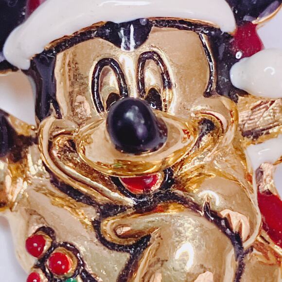 Vintage Disney Napier Mickey Mouse Christmas Stocking Gold Tone Brooch Nostalgic - Picture 3 of 11